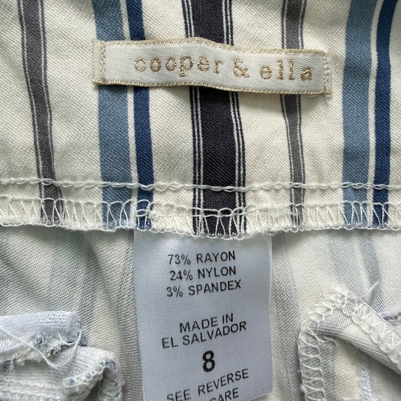 COOPER & ELLA | Blue & White Striped Ankle Pants Sz 8 - Picture 5 of 6